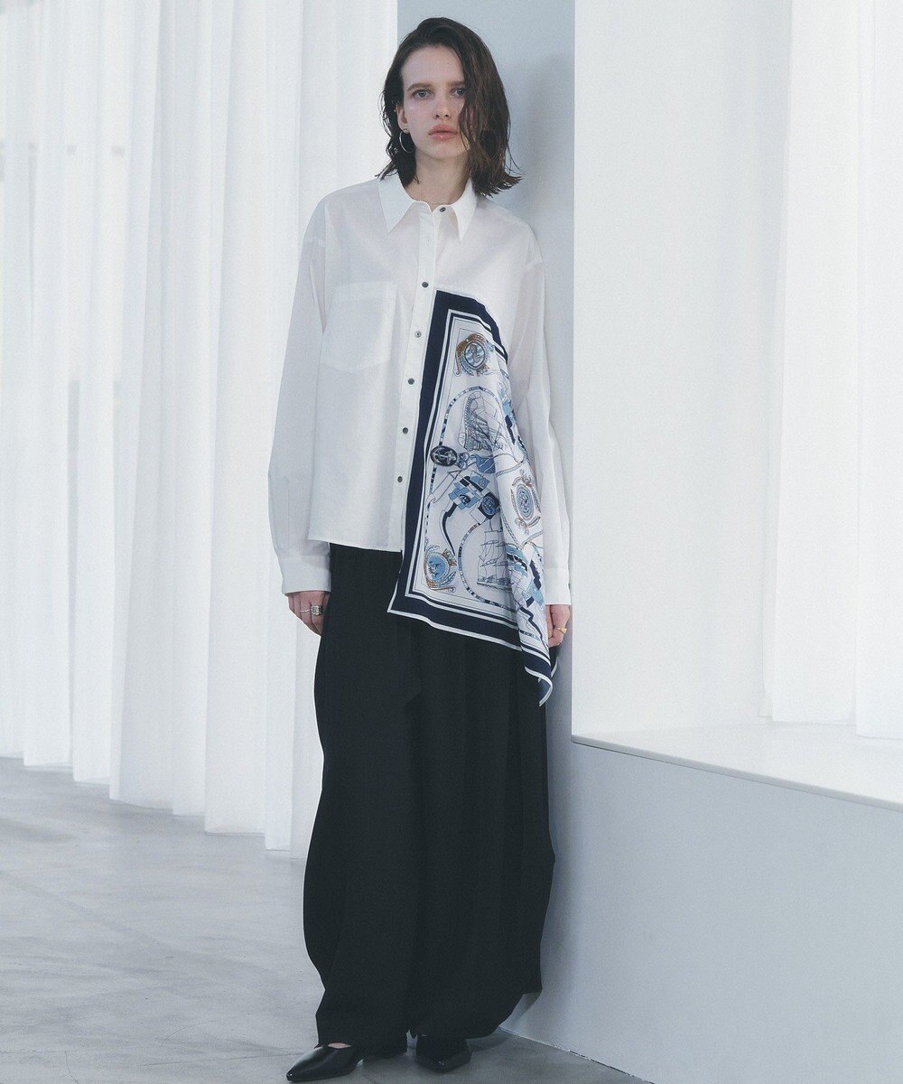 YECCA VECCA スカーフデザインアシメシャツ 