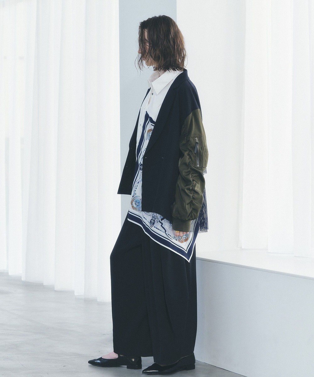 YECCA VECCA スカーフデザインアシメシャツ 