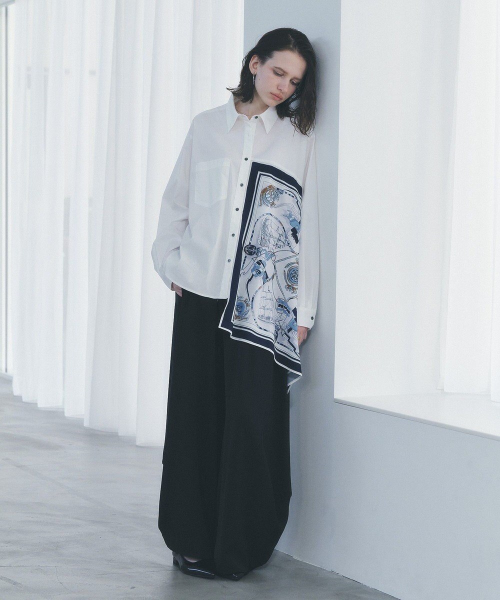 YECCA VECCA スカーフデザインアシメシャツ 