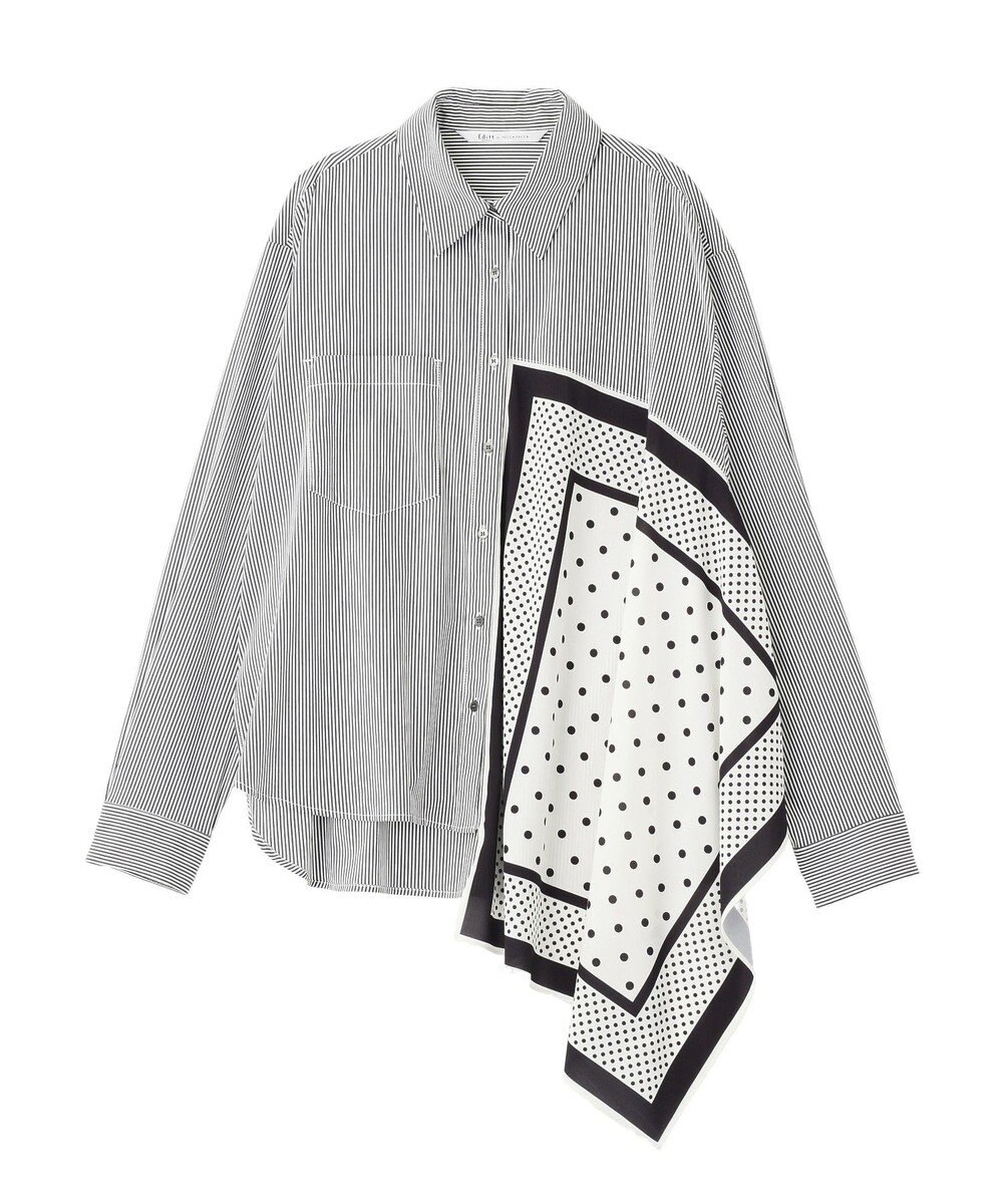 YECCA VECCA スカーフデザインアシメシャツ 