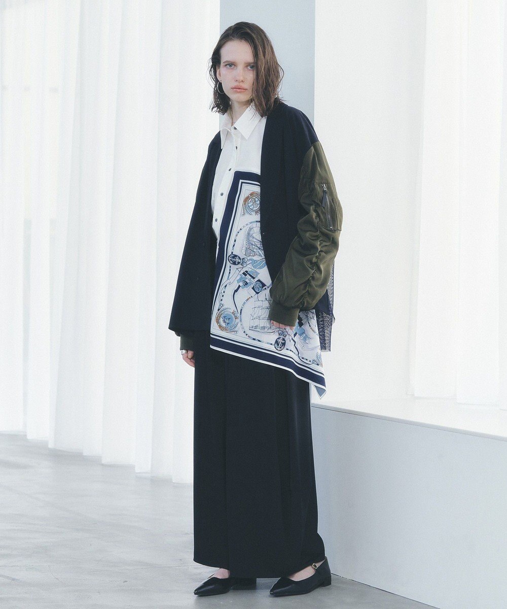 YECCA VECCA スカーフデザインアシメシャツ 