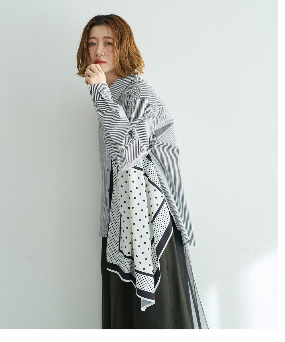 YECCA VECCA スカーフデザインアシメシャツ 
