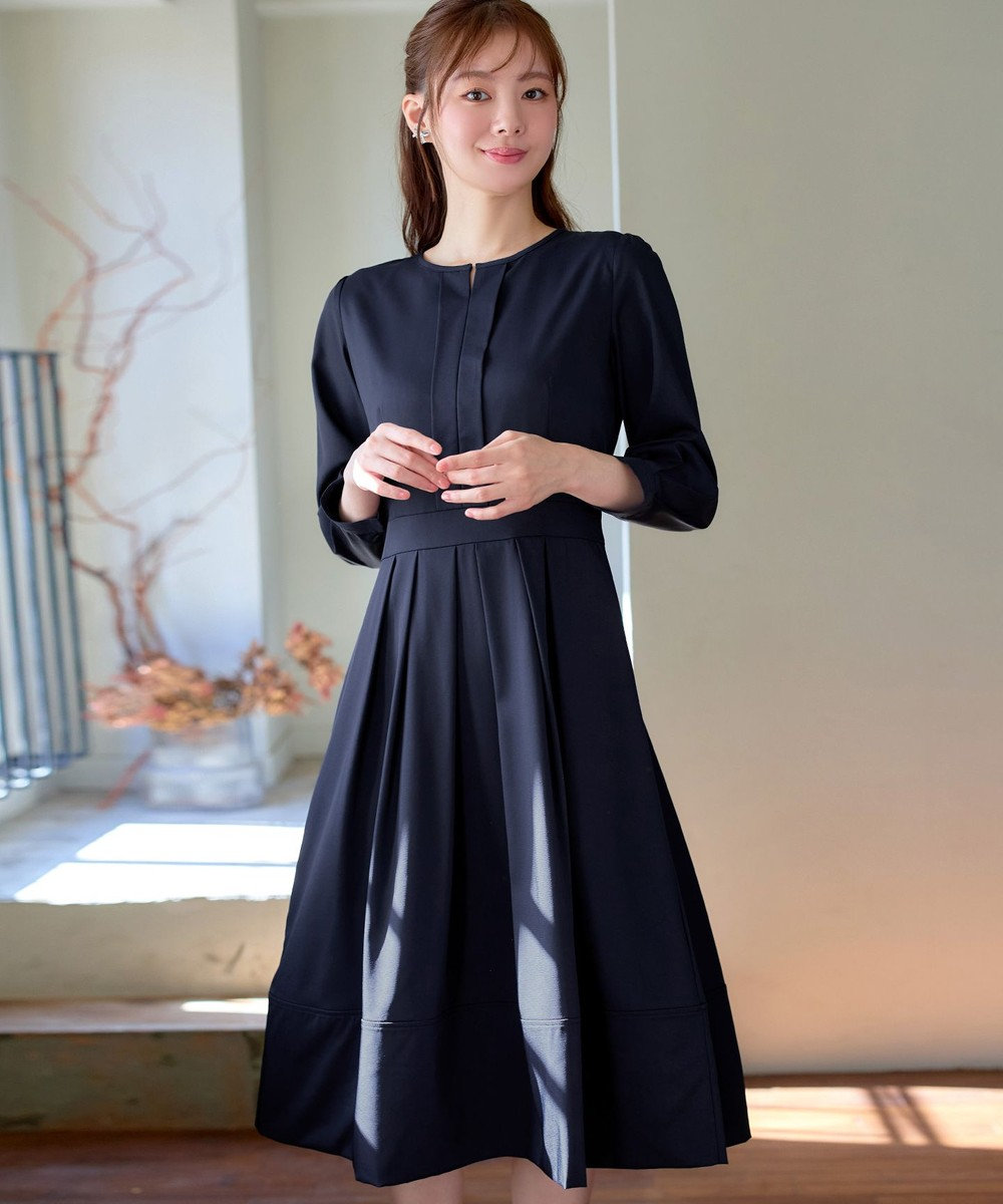 Tiaclasse 【セレモニー・新色追加】キーネックフレアワンピース 