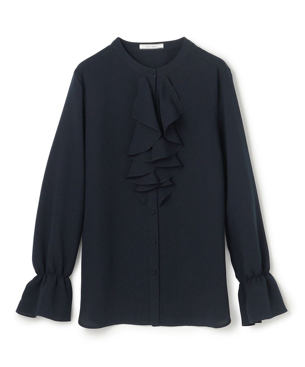 BEIGE， 【WEB限定・洗える】CLARION / バンドカラーフリルブラウス 