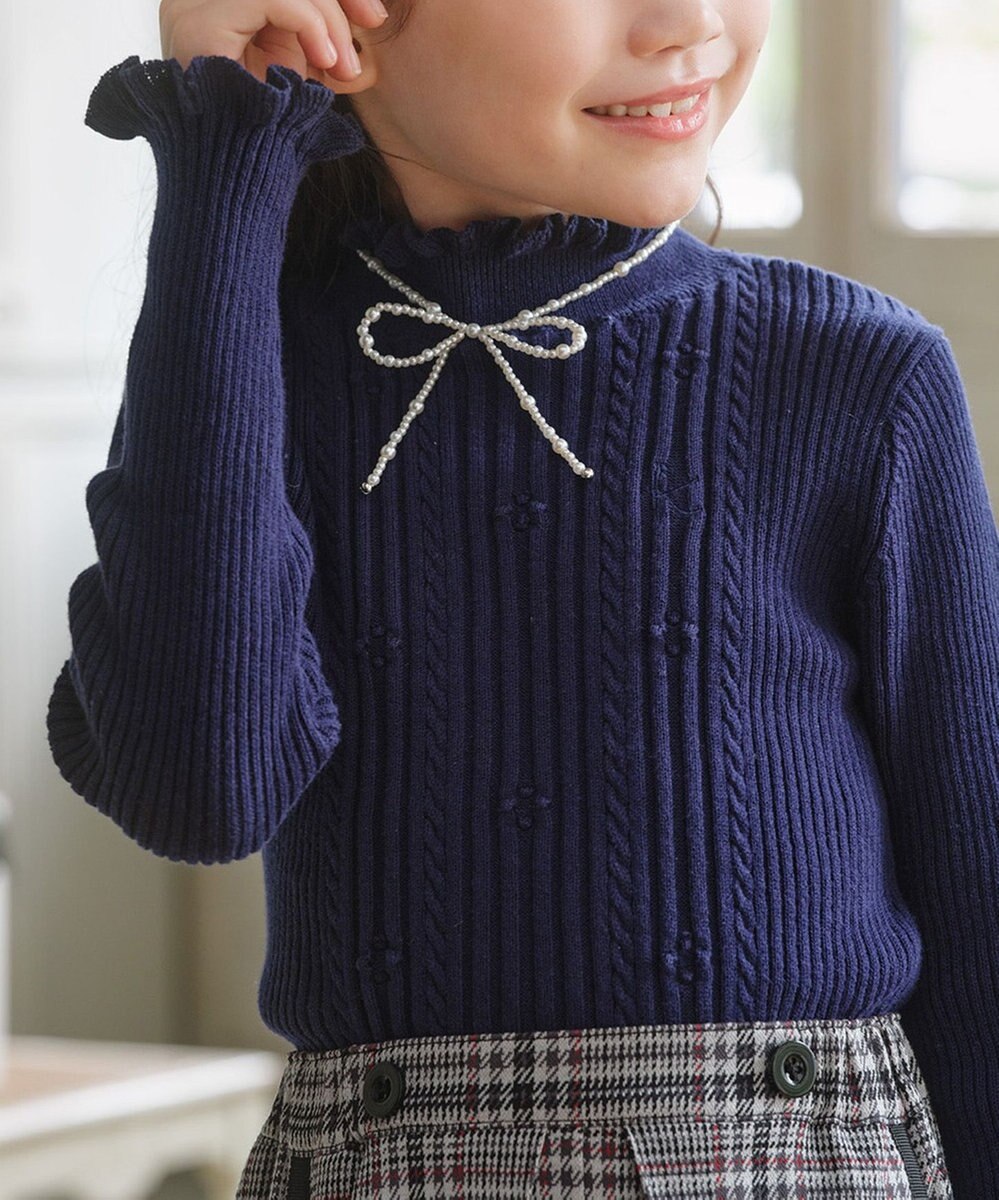 組曲 KIDS 【Fサイズ】パールリボン ネックレス 