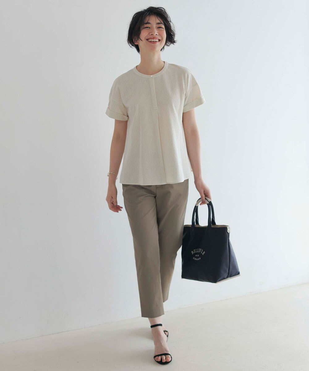 J.PRESS LADIES L 【洗える・接触冷感・UVケア・吸水速乾・防透け】麻シェルドライ テーパード パンツ 