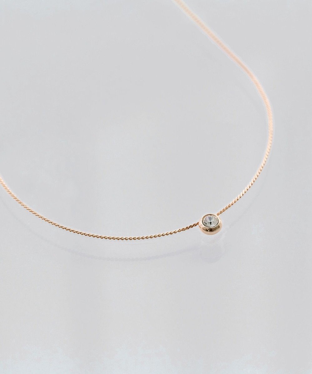 Phoebe 【金属アレルギー対応】シャインベゼルセッティングネックレス　シャンパンゴールド 