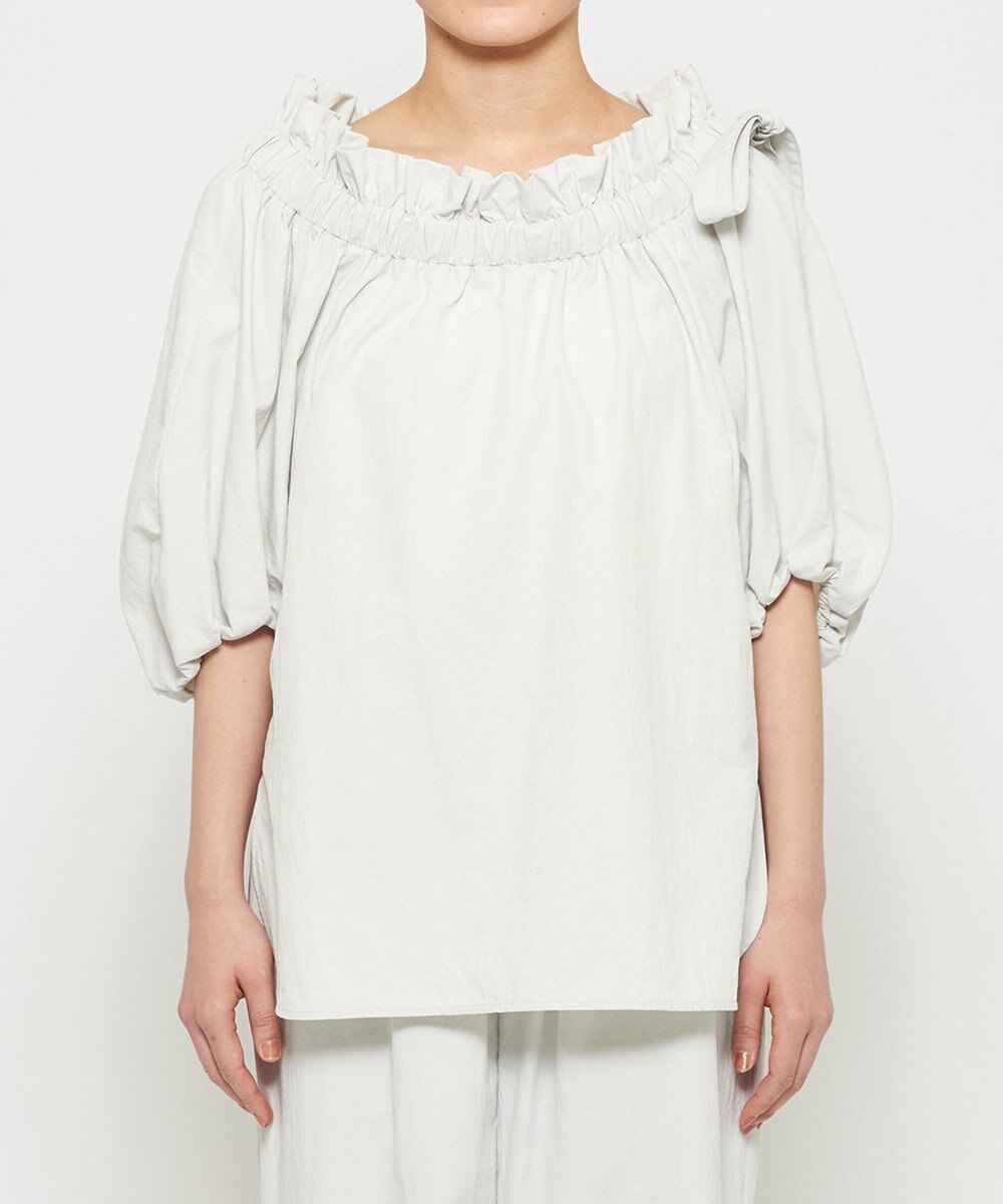 uncrave ライトプルーフナイロン オフショルブラウス 