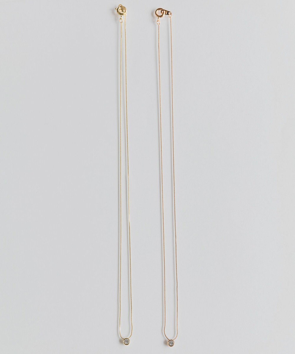 Phoebe 【金属アレルギー対応】シャインベゼルセッティングネックレス　シャンパンゴールド 