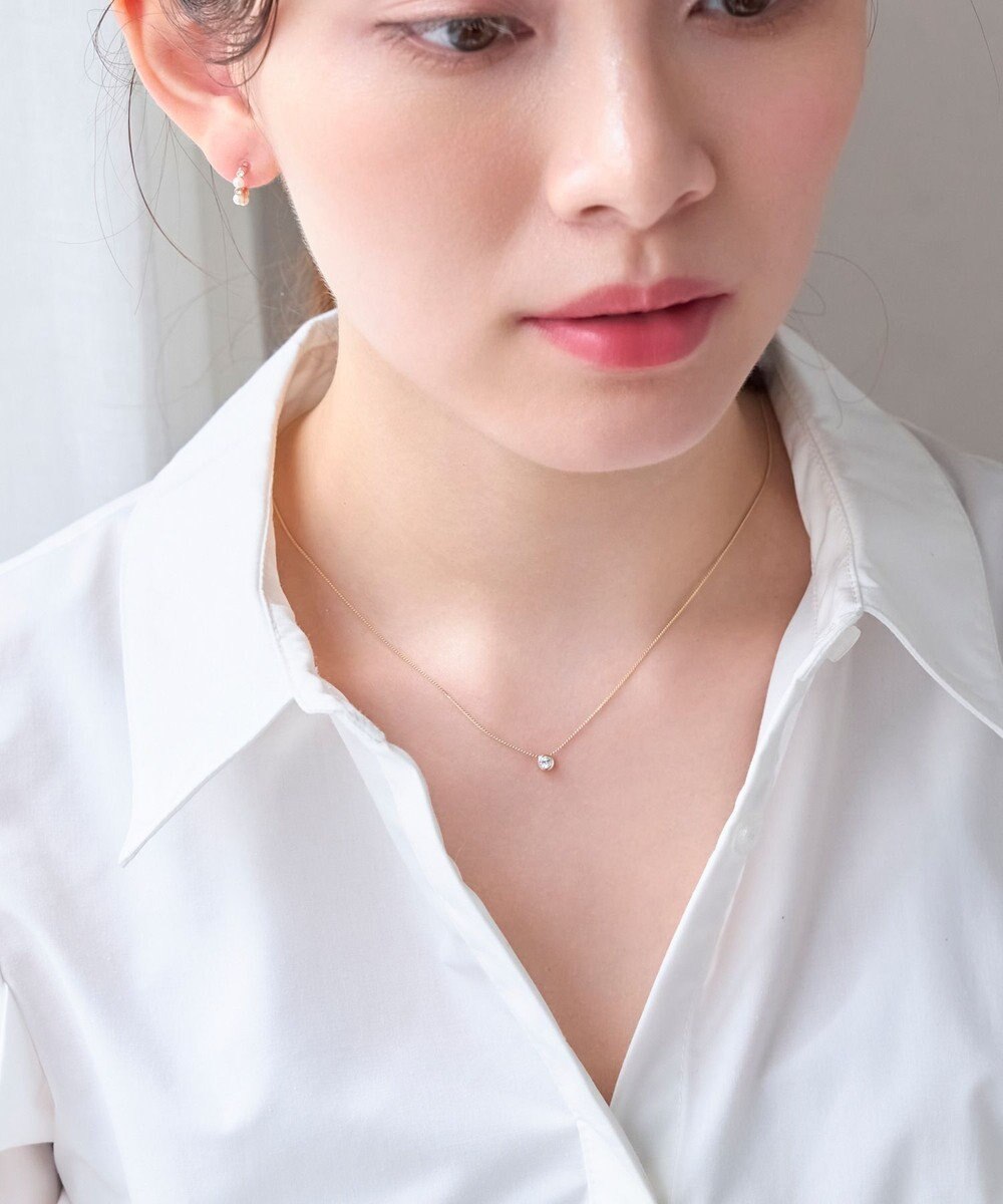 Phoebe 【金属アレルギー対応】シャインベゼルセッティングネックレス　シャンパンゴールド 