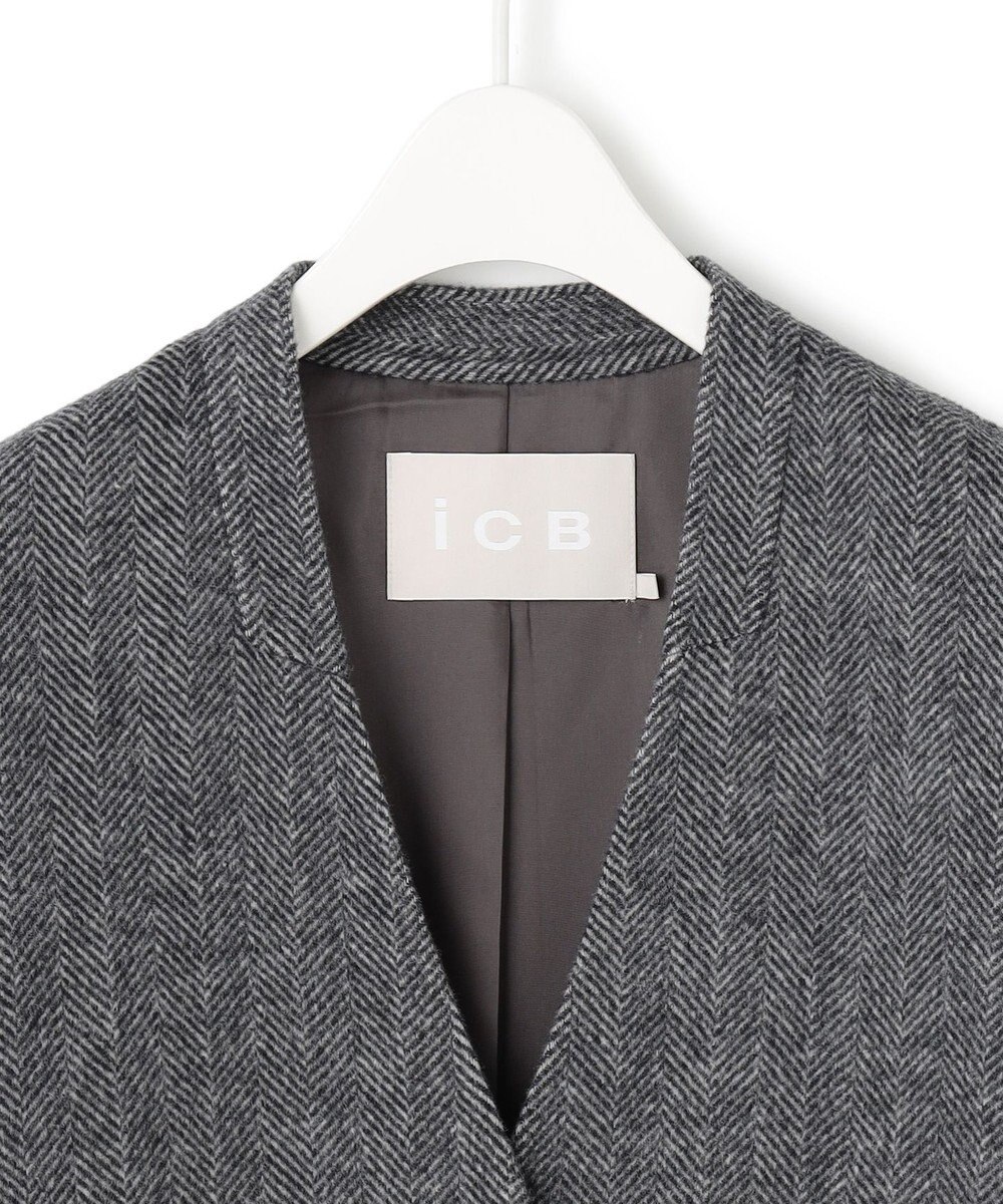 ICB WoolRever ノーカラーショートコート 