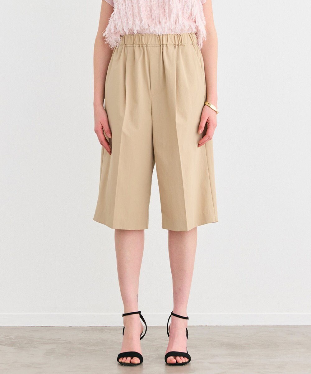 BEIGE， 【接触冷感/UVカット/洗える】YANN / ウエストゴムハーフタックパンツ 