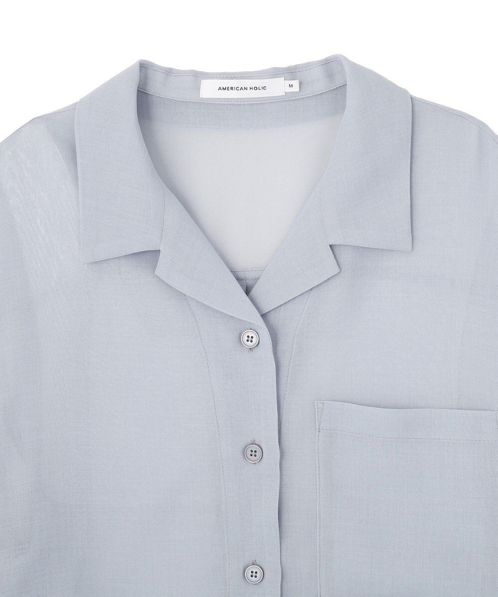 AMERICAN HOLIC シアーショート丈開襟シャツ 