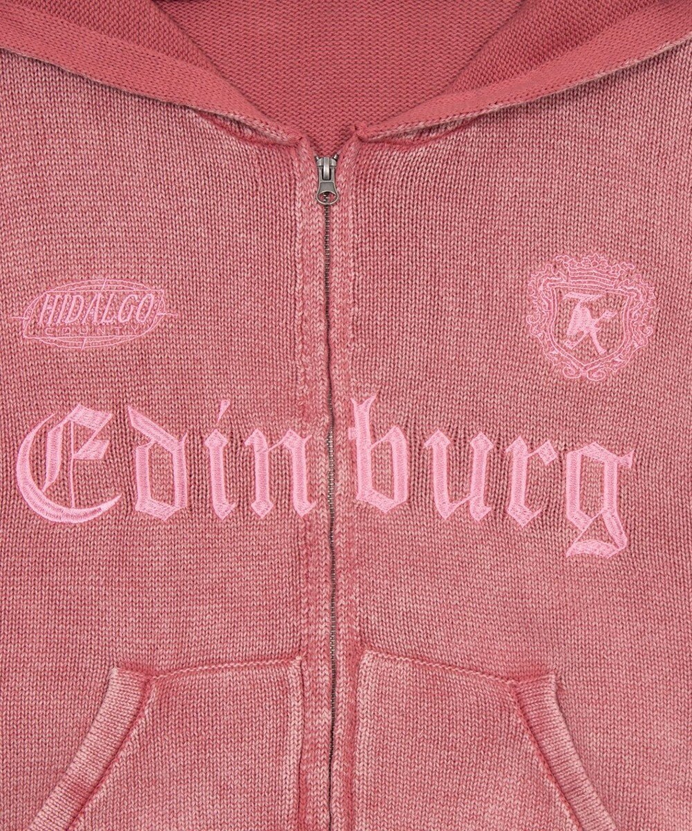 WEGO 【ユニセックス着用ITEM】ブリーチニットグラフィックZIPパーカー 