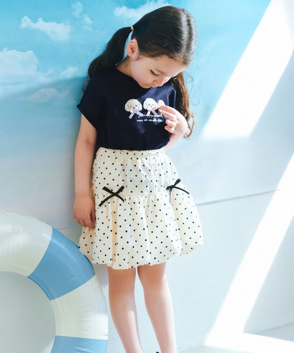 ANY KIDS 【綿100%】ひんやり フレンチスリーブ サガラ刺繡Tシャツ 