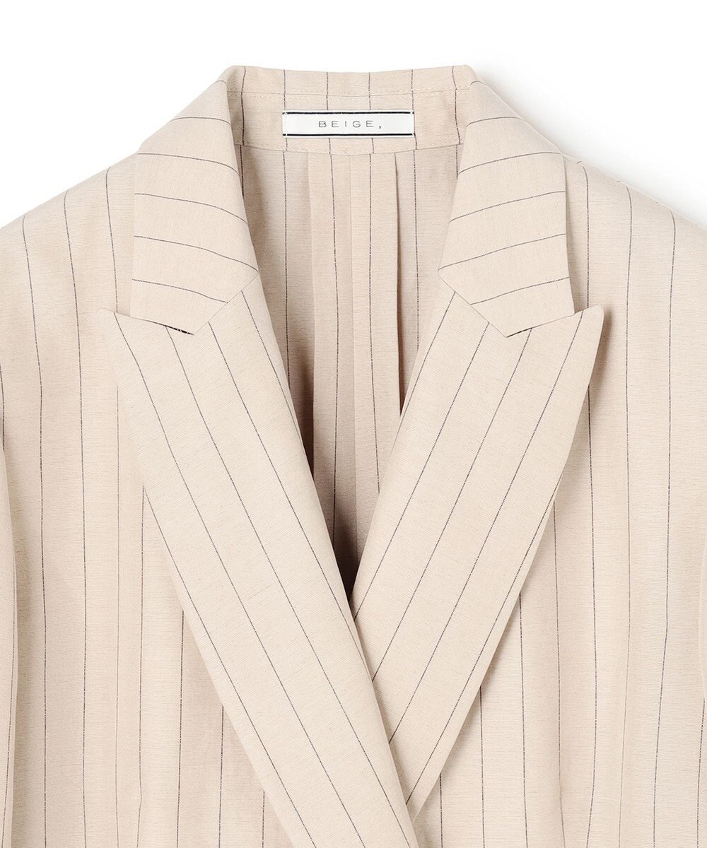 BEIGE， ERYTH / リネンストライプダブルジャケット 