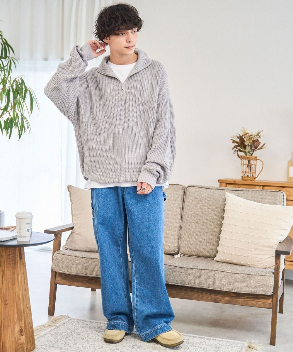 WEGO ルーズフィットハーフZIPプルオーバー 