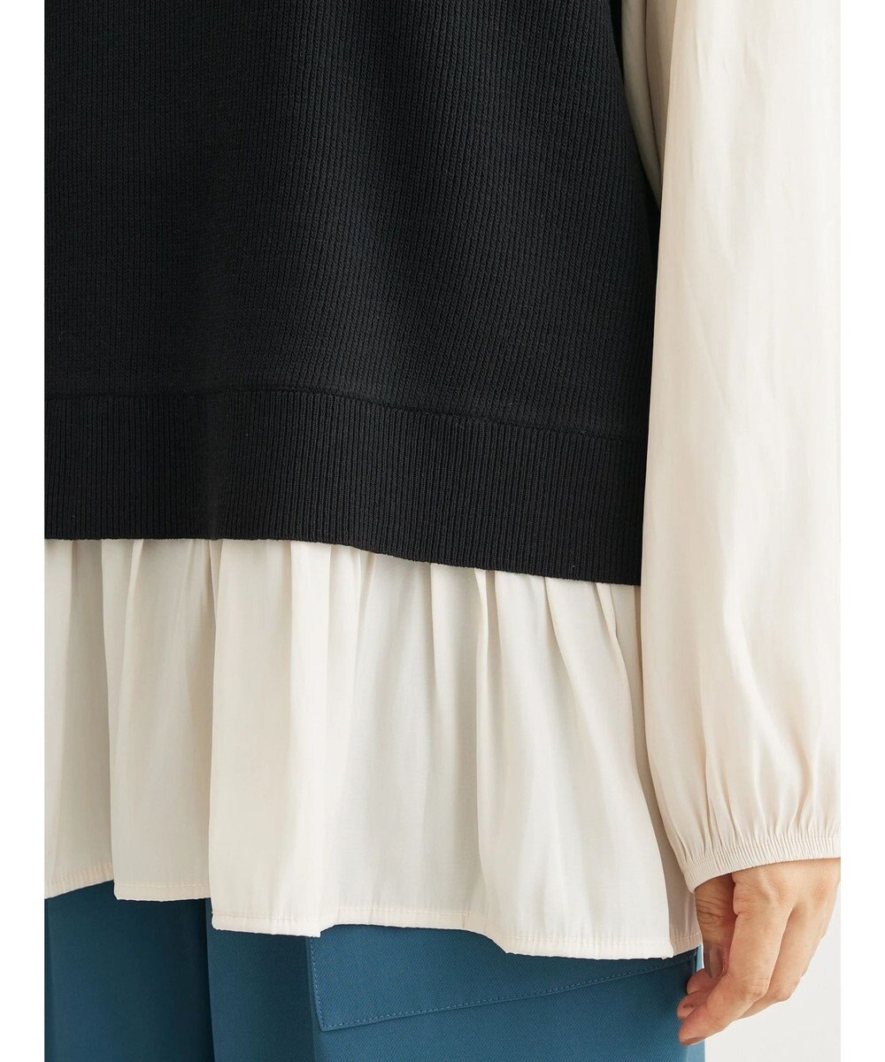 Green Parks とろみ布帛ドッキングニットチュニック 