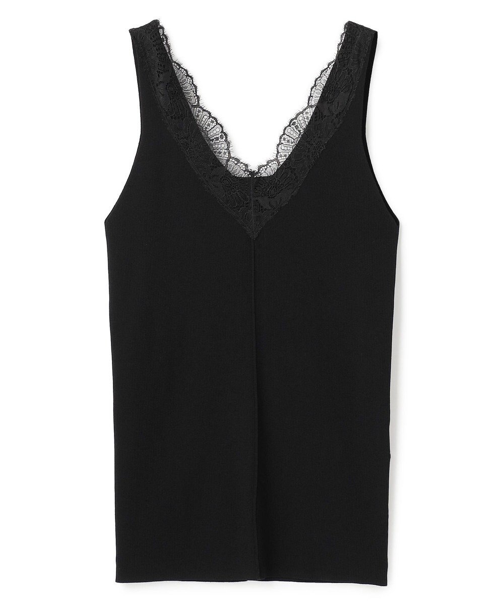 BEIGE， RUBY / レーストリム リブタンクトップ 