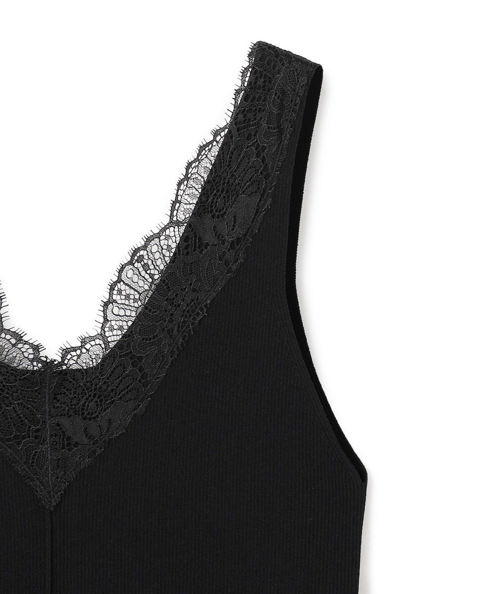 BEIGE， RUBY / レーストリム リブタンクトップ 