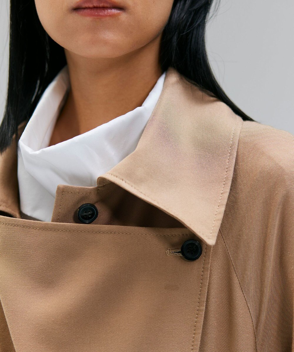 BEIGE， COBURN / シルク混ロングステンカラーコート 