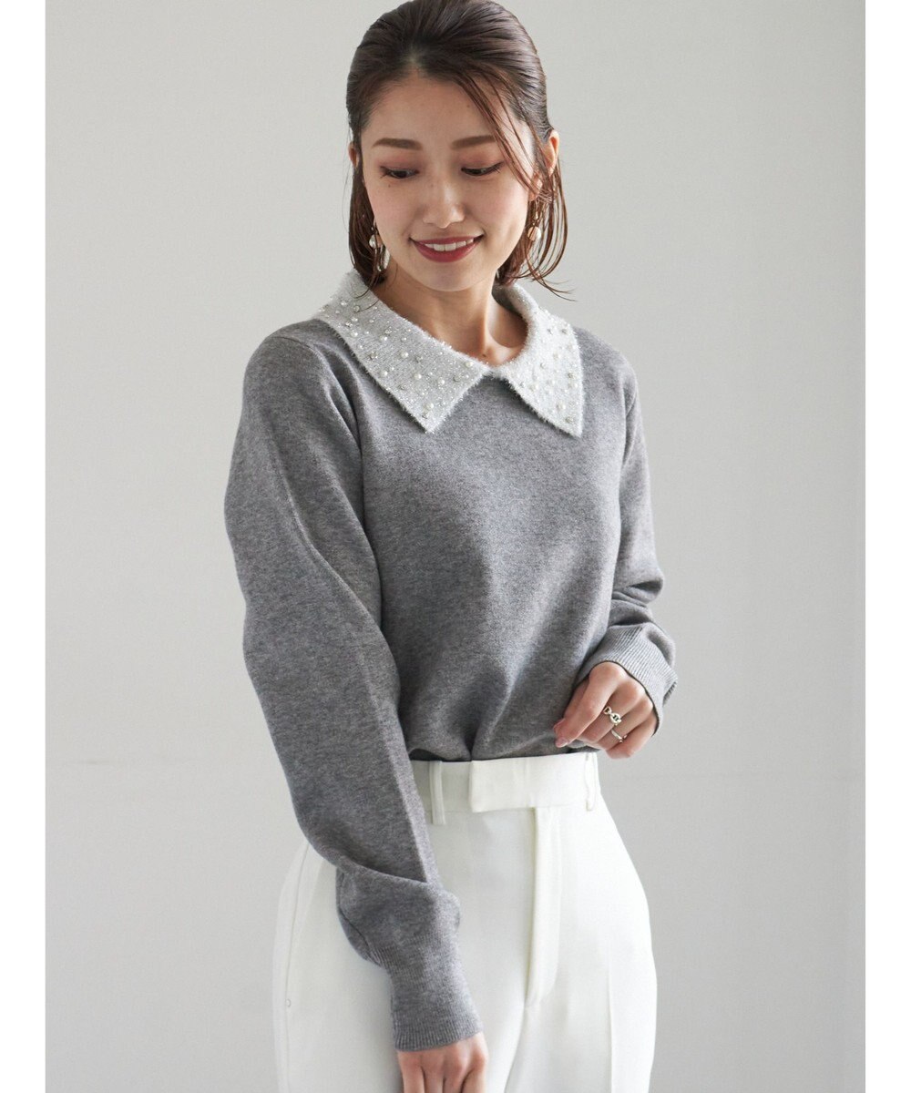 Te chichi ラメフェザーデコラカラーニット 