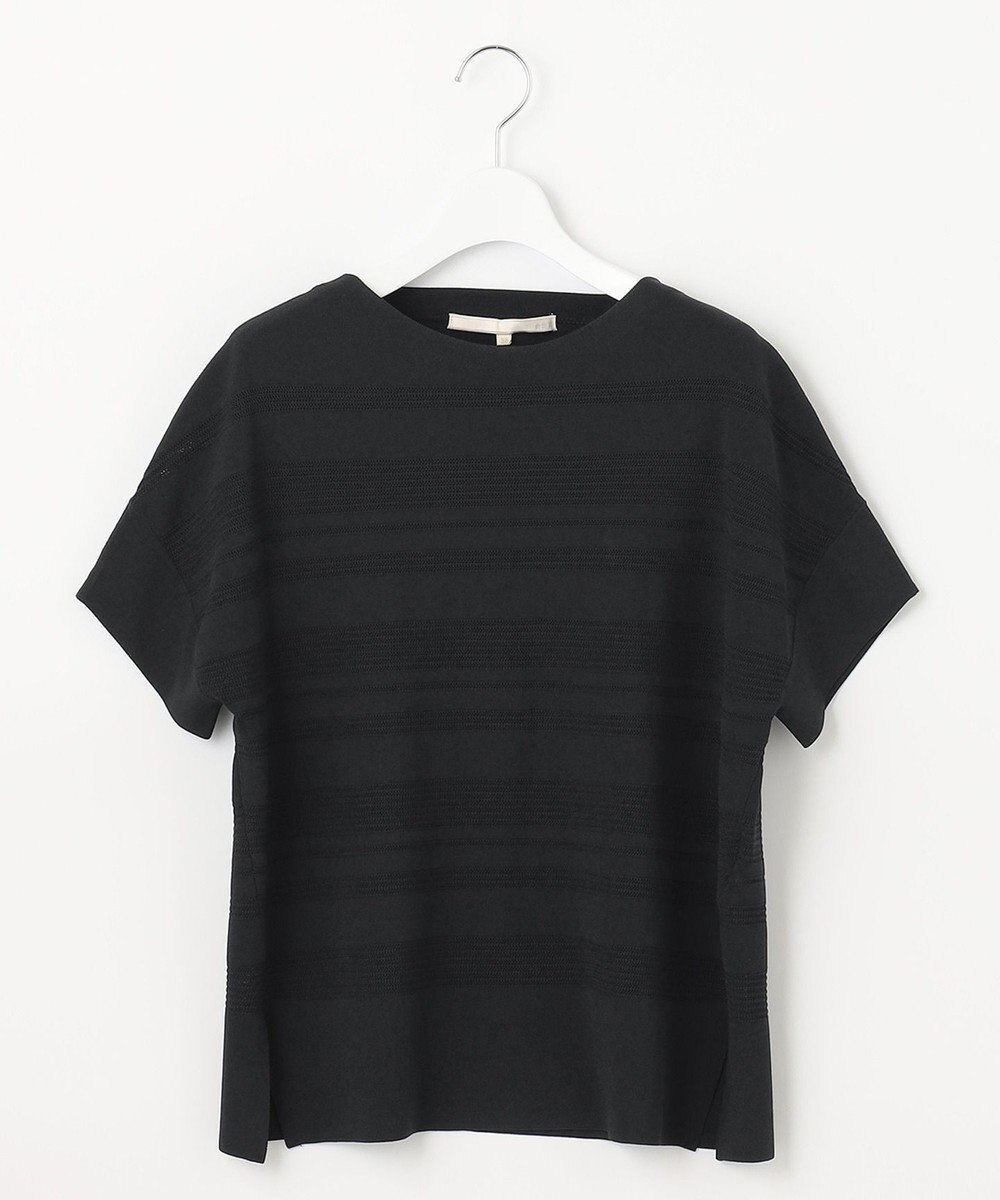 自由区 L 【洗える】クレープストレッチボーダー ニット 