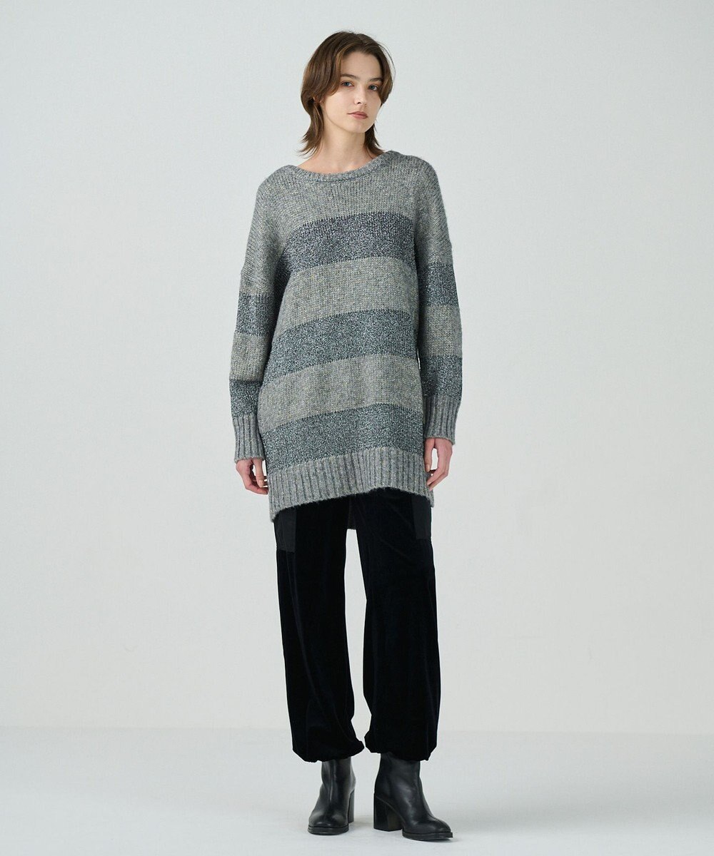 GRACE CONTINENTAL ラメボーダーニットトップ 