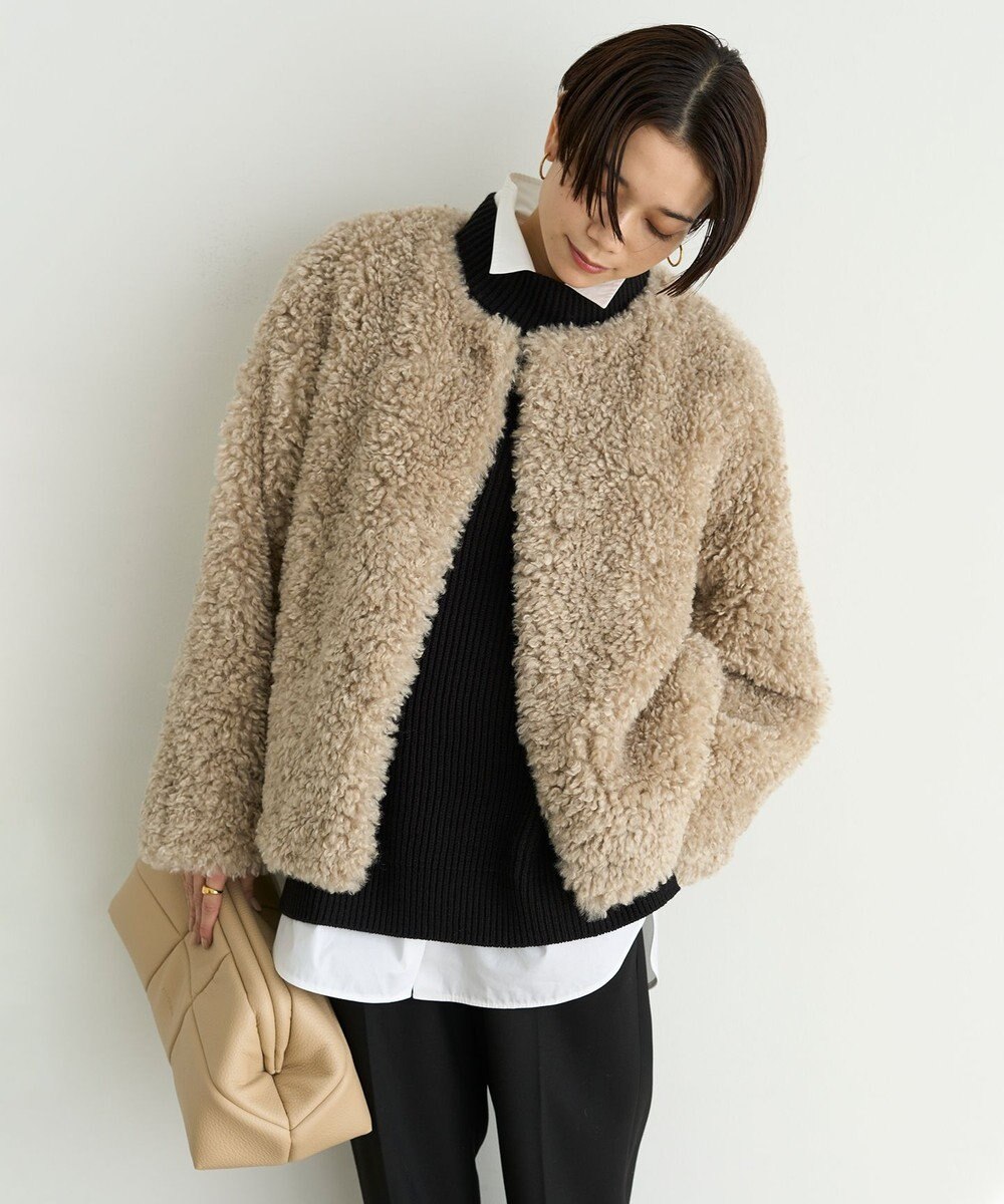 UNFILO エコファー ノーカラージャケット 