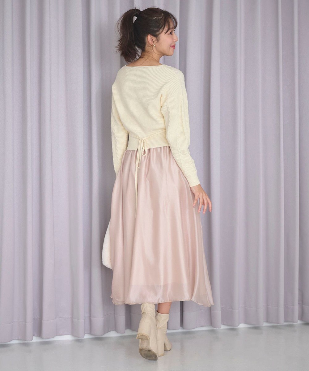 Feroux 【セットアイテム】ケーブルニット×オーガンジースカート 