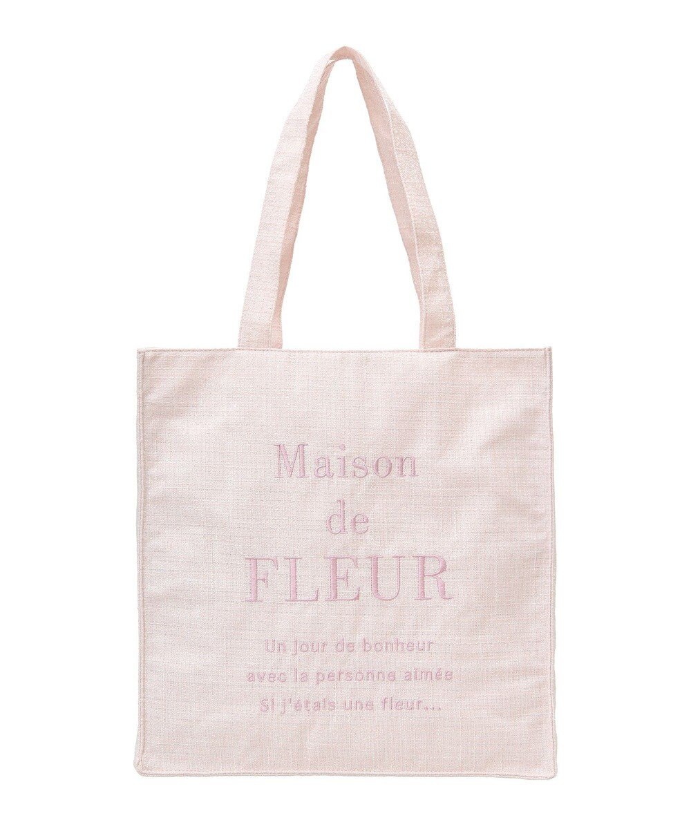 Maison de FLEUR ツイードロゴ刺繍スクエアトートバッグ 