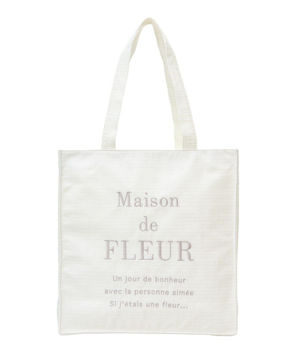 Maison de FLEUR ツイードロゴ刺繍スクエアトートバッグ 