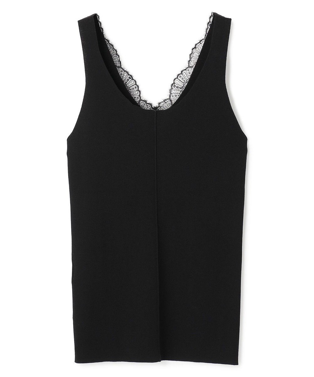 BEIGE， RUBY / レーストリム リブタンクトップ 