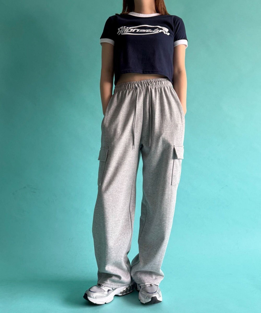 WEGO 【ウエストゴム】スウェットカーゴパンツ 