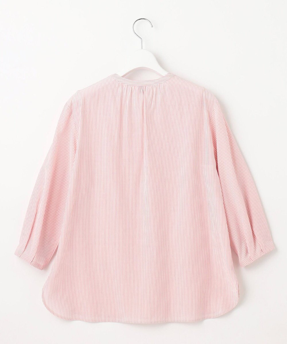 J.PRESS LADIES 【洗える】コットンアセVis ストライプ ギャザー ブラウス 