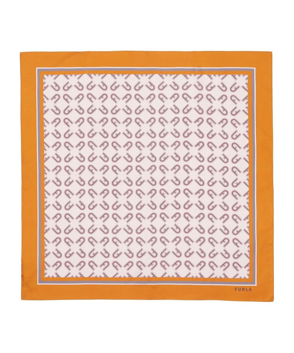 MOONBAT FURLA シルク100% モノグラム柄 スクエアスカーフ 