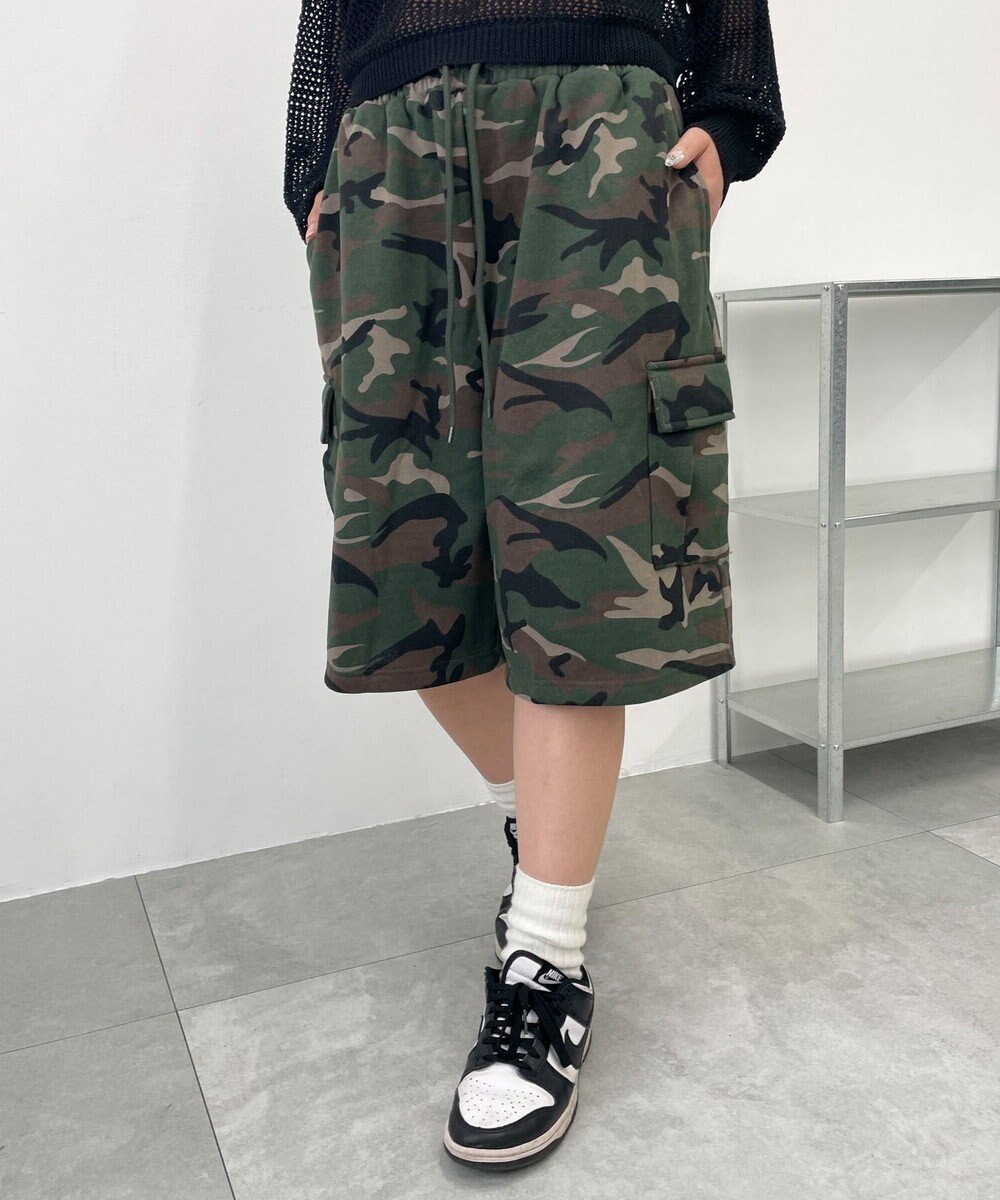 WEGO 【ウエストゴム】スウェットカーゴハーフパンツ 