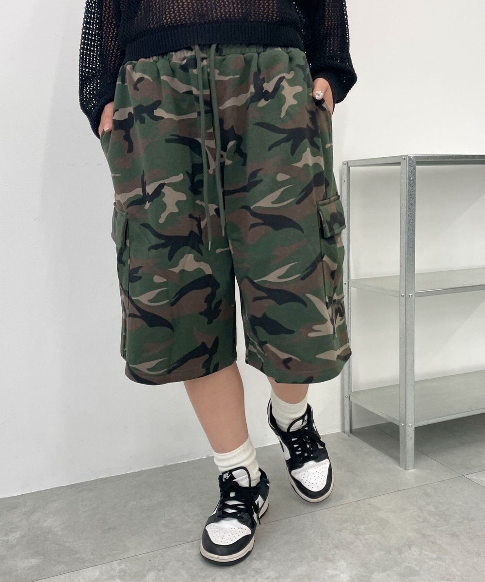 WEGO 【ウエストゴム】スウェットカーゴハーフパンツ 
