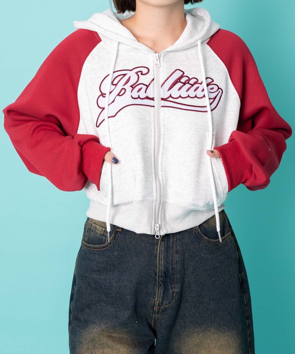 WEGO カレッジロゴラグランジップパーカー 