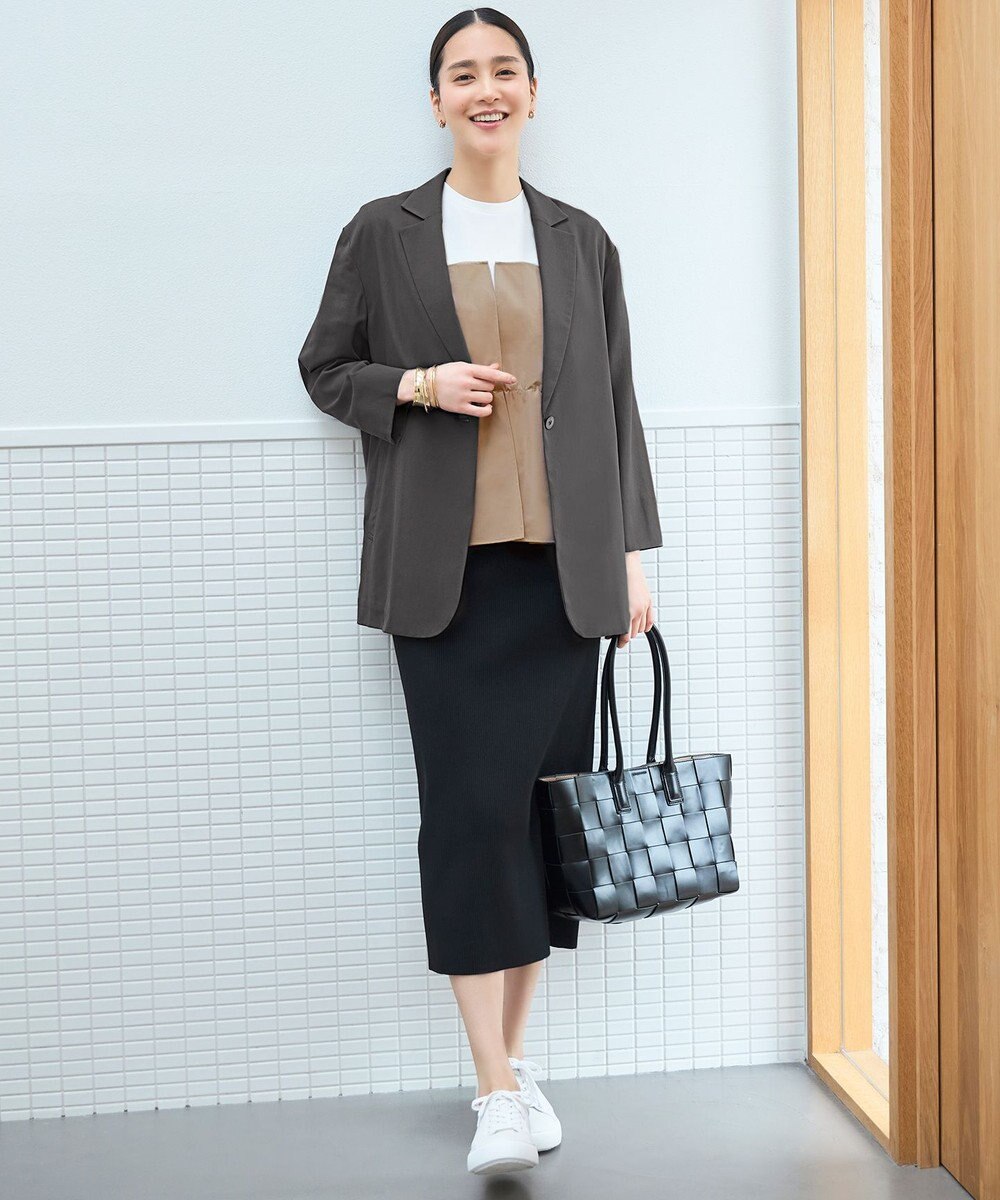 自由区 S 【洗える】リブストレッチタイト スカート 