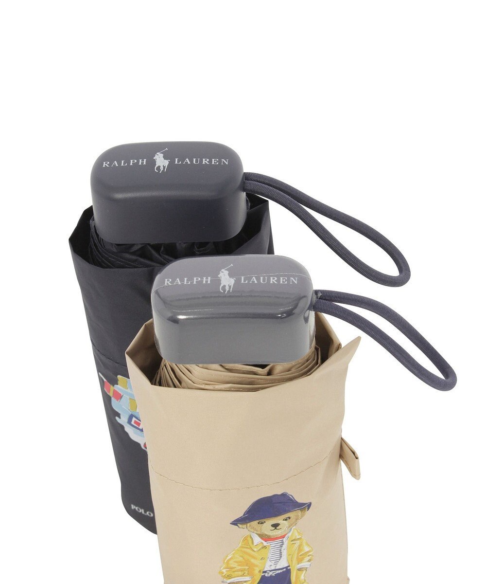 MOONBAT 【遮光率100％/UV100％/遮熱】POLO RALPH LAUREN(ポロ ラルフローレン)BEAR ポロベア ポーチ入り 無地 5段折りたたみ傘 晴雨兼用日傘 