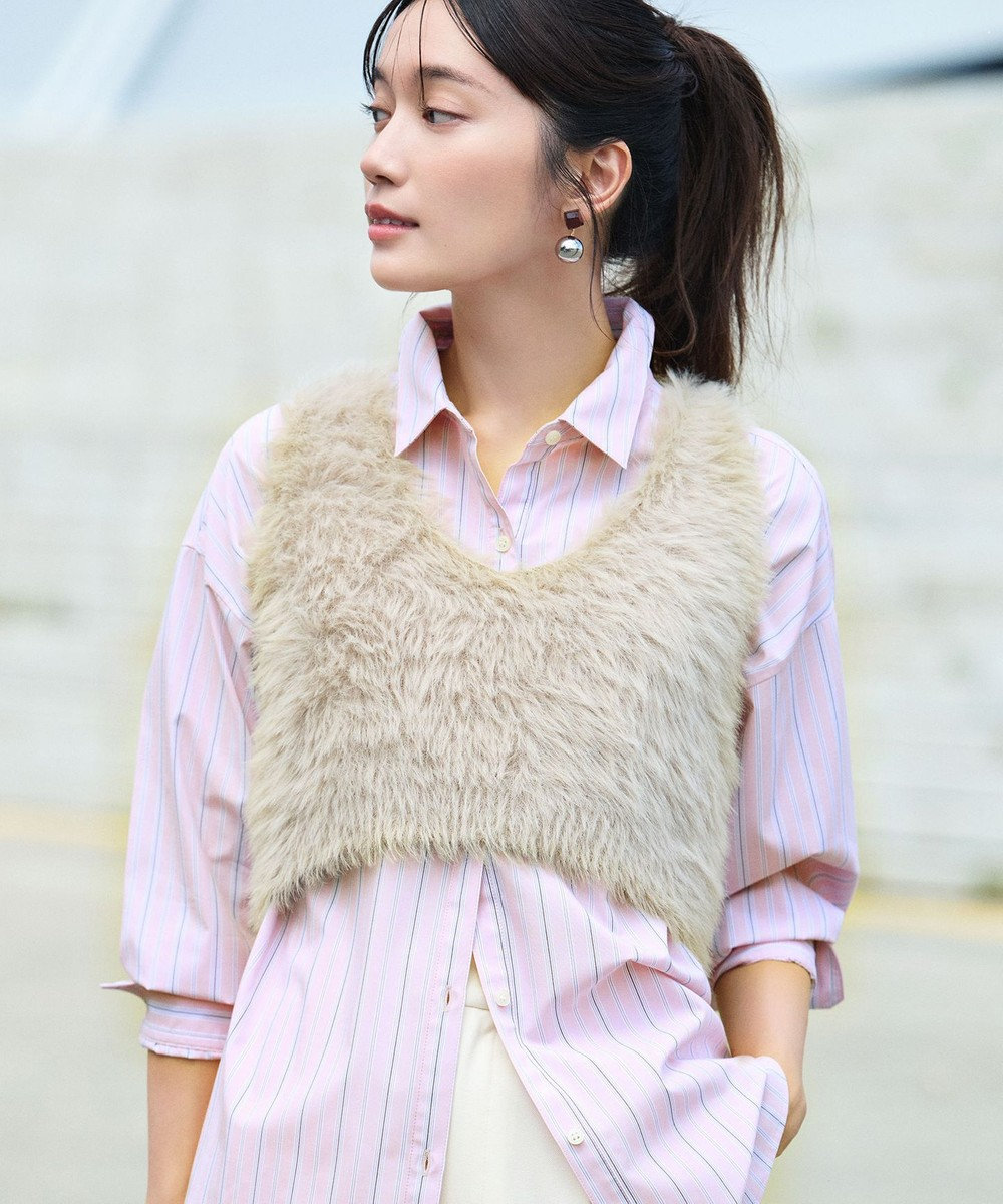 ANY L ロングシャギーニットベスト 