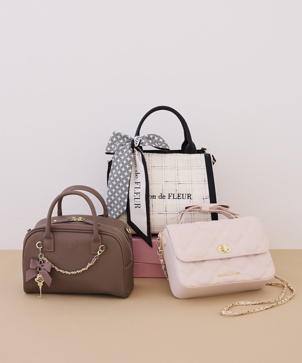 Maison de FLEUR スカーフ付きツイード2Wayバッグ 