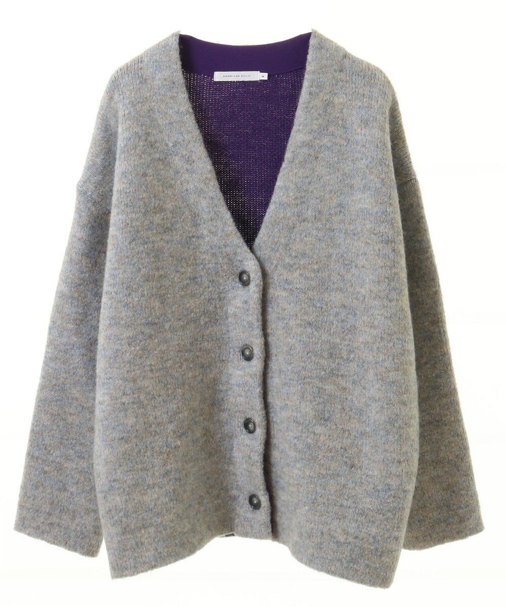 AMERICAN HOLIC ブークレＷフェイスＶネックニットカーディガン 