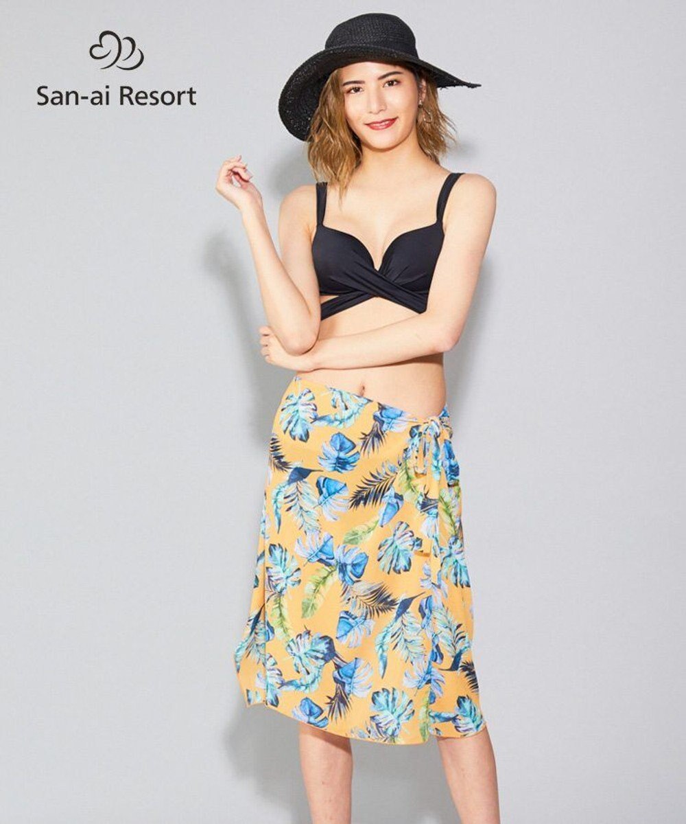 San-ai Resort（三愛水着楽園） 【SALE】【San-ai Resort】リーフ柄 パレオワンピース M 