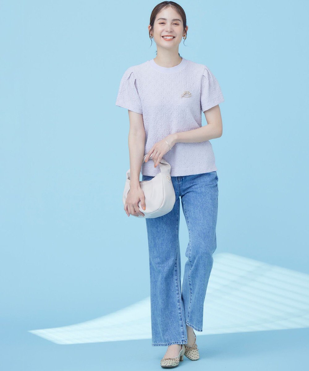 組曲 L 【WEB限定】ストレッチジャガード クロップドＴシャツ 