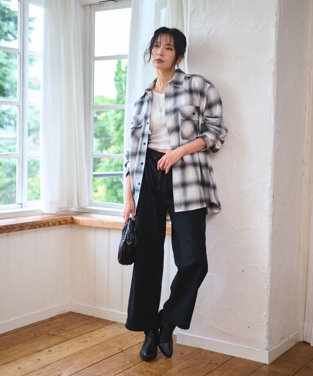 WEGO 【WEB限定/25年秋冬新作/ウエストゴム】裏ベロアワイドイージーパンツ 