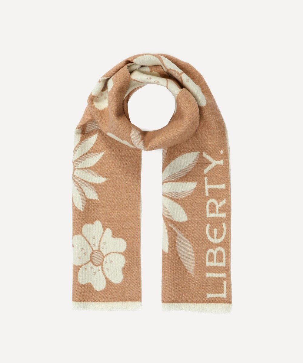 LIBERTY. ジャイアント ポピー＆デイジー 35x150 ジャカード スカーフ 