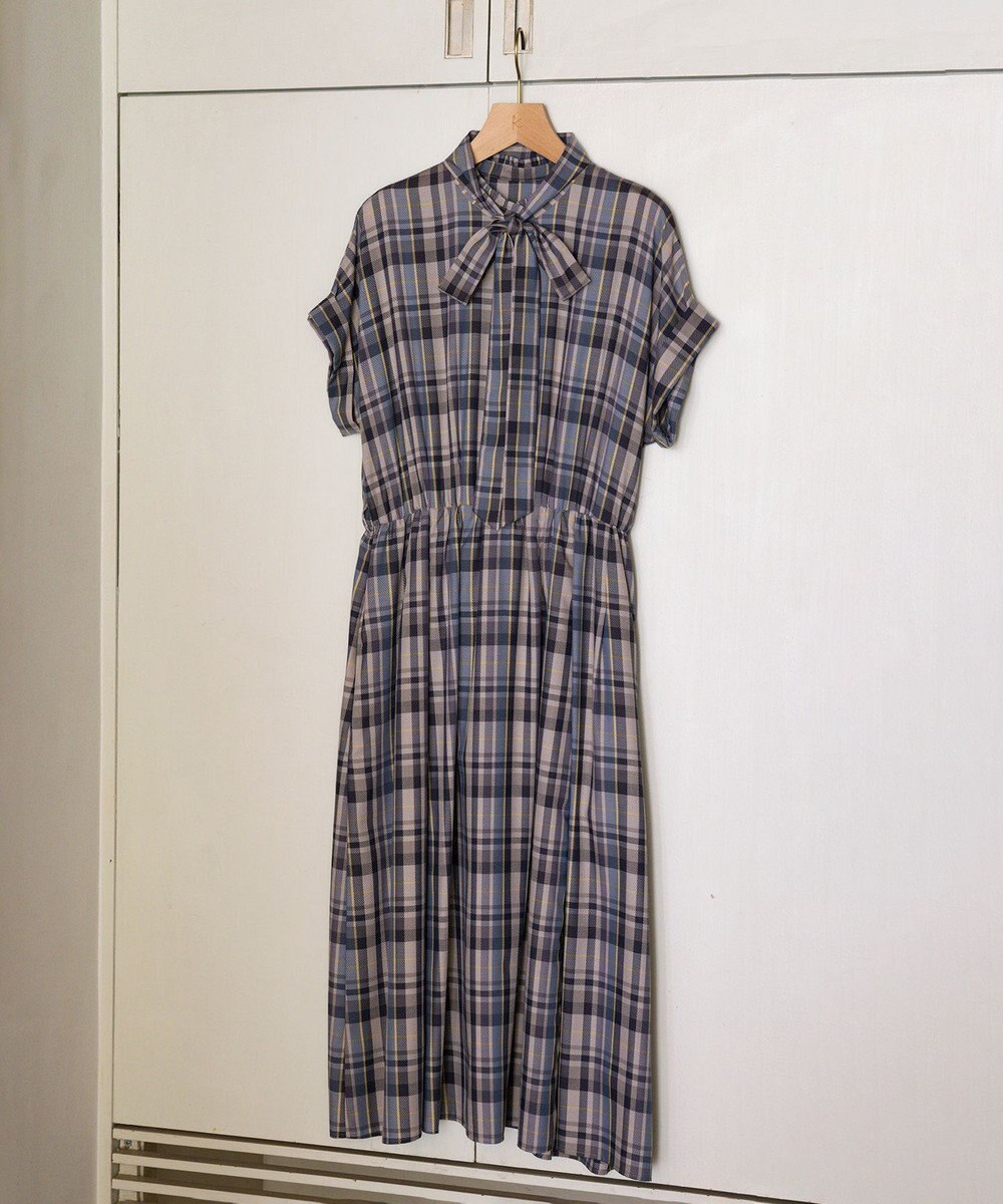 組曲 【リボンタイ付き】シアーツイルチェック ワンピース 