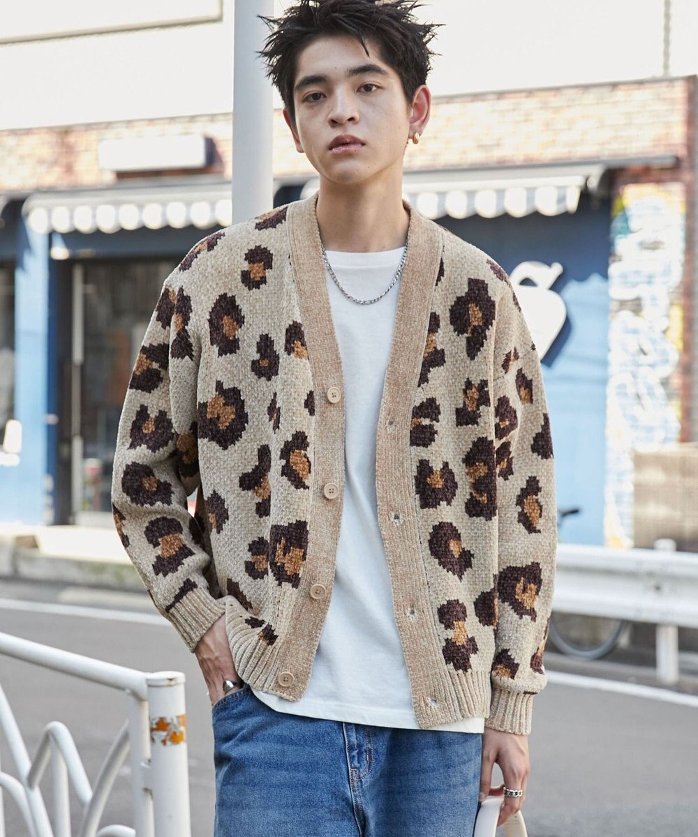 WEGO ベロアモールパターンカーディガン 